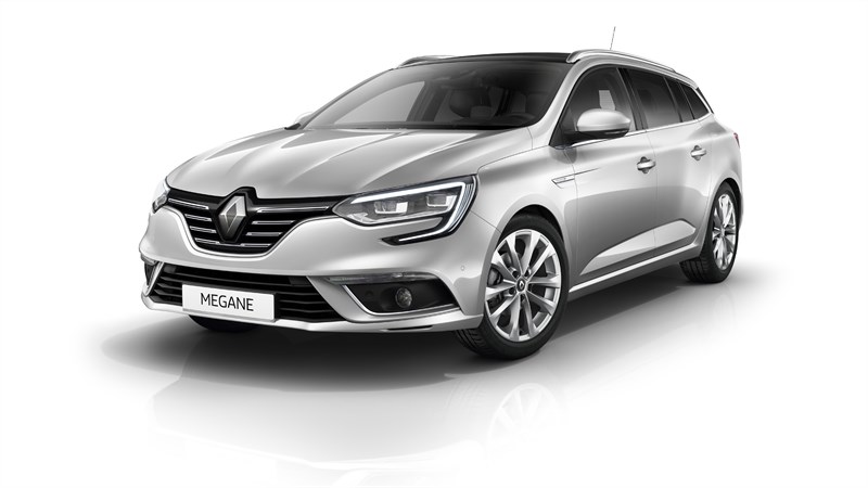 Renault MEGANE Estate - Grise - Vue de trois-quart sur fond blanc