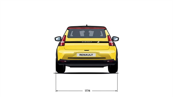 Dimensions face arrière- Renault 5 E-Tech electrique