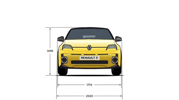 Dimensions face arrière- Renault 5 E-Tech electrique