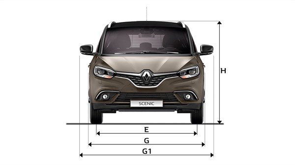Renault GRAND SCENIC - Vue de face avec dimensions