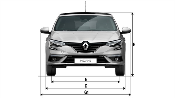 Renault MEGANE - Vue de face avec dimensions